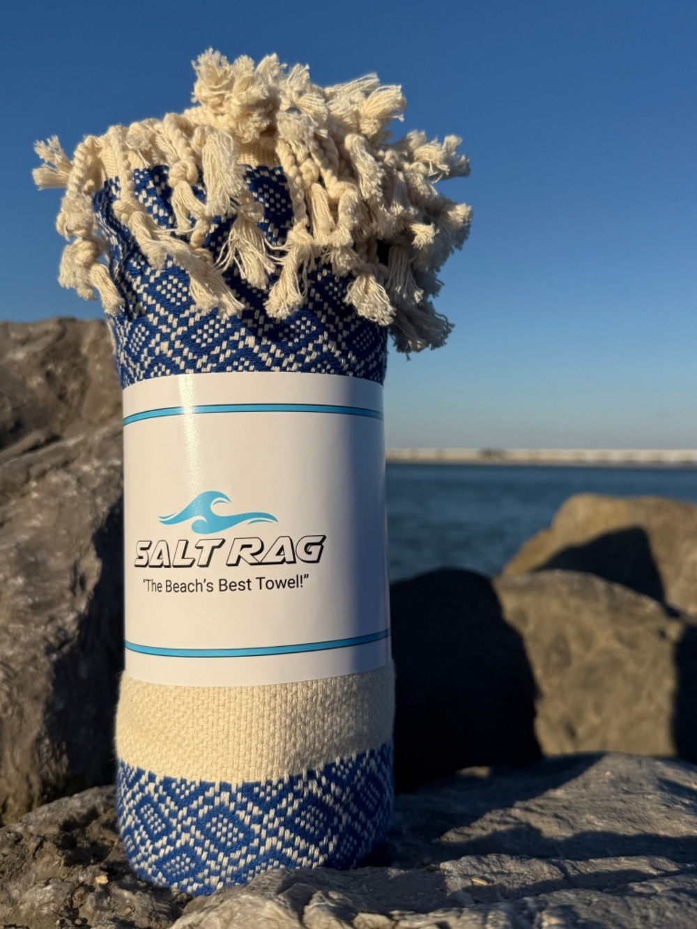 Crab Trap Rag Blue — Salt Rag™ Sand-Resistant Turkish Beach Towel - Picture 2 of 4